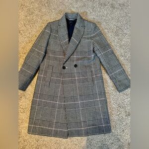 J Crew wool blend Black & White coat checkered 00 petite